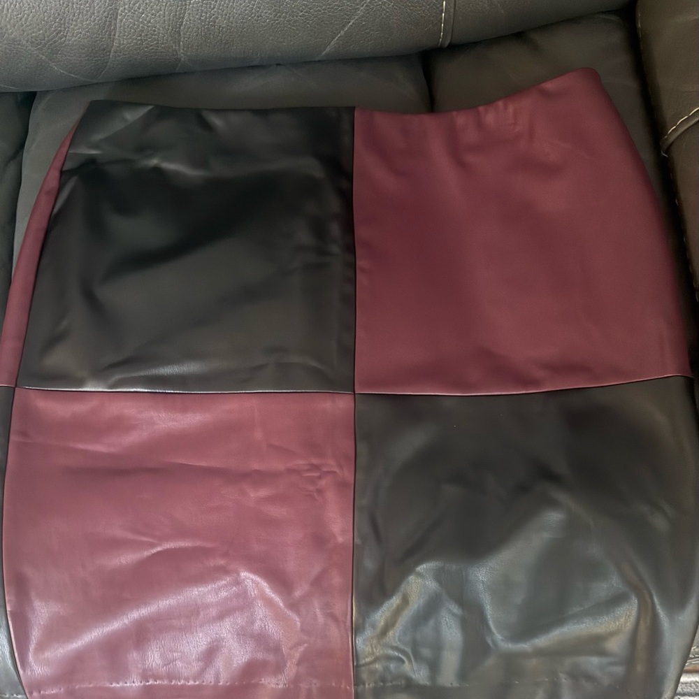 Elegant Black and Burgundy Patchwork Skirt